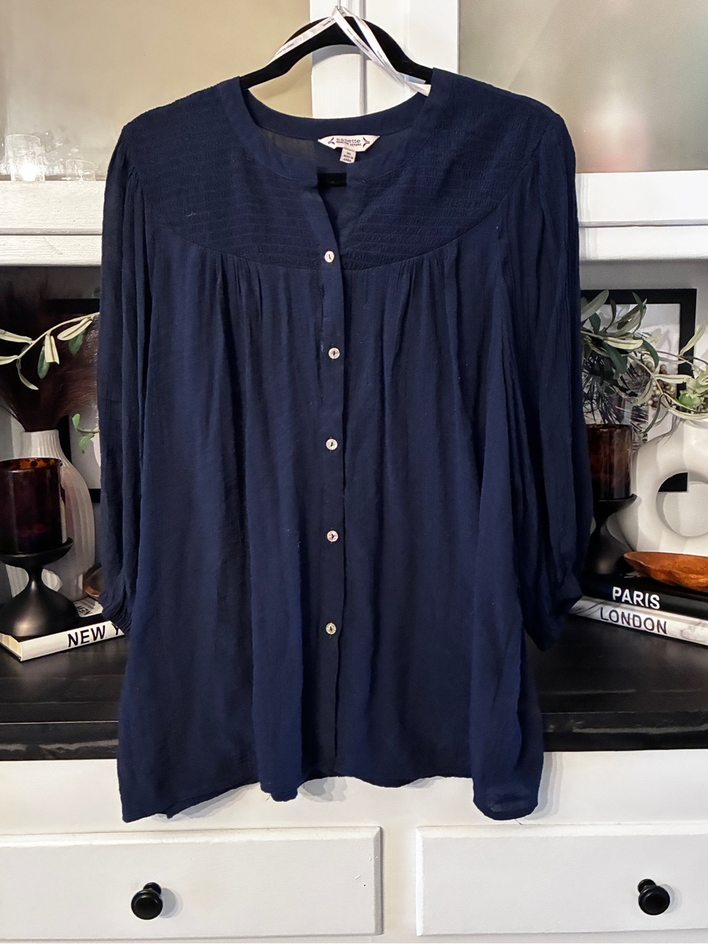 Nanette Lepore Navy Button-Front Women's Blouse